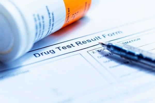 A drug test results form